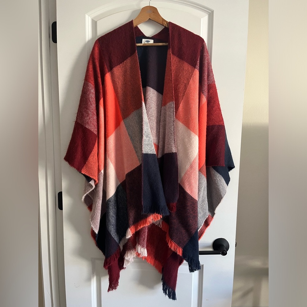 Old Navy Plaid Sweater Poncho